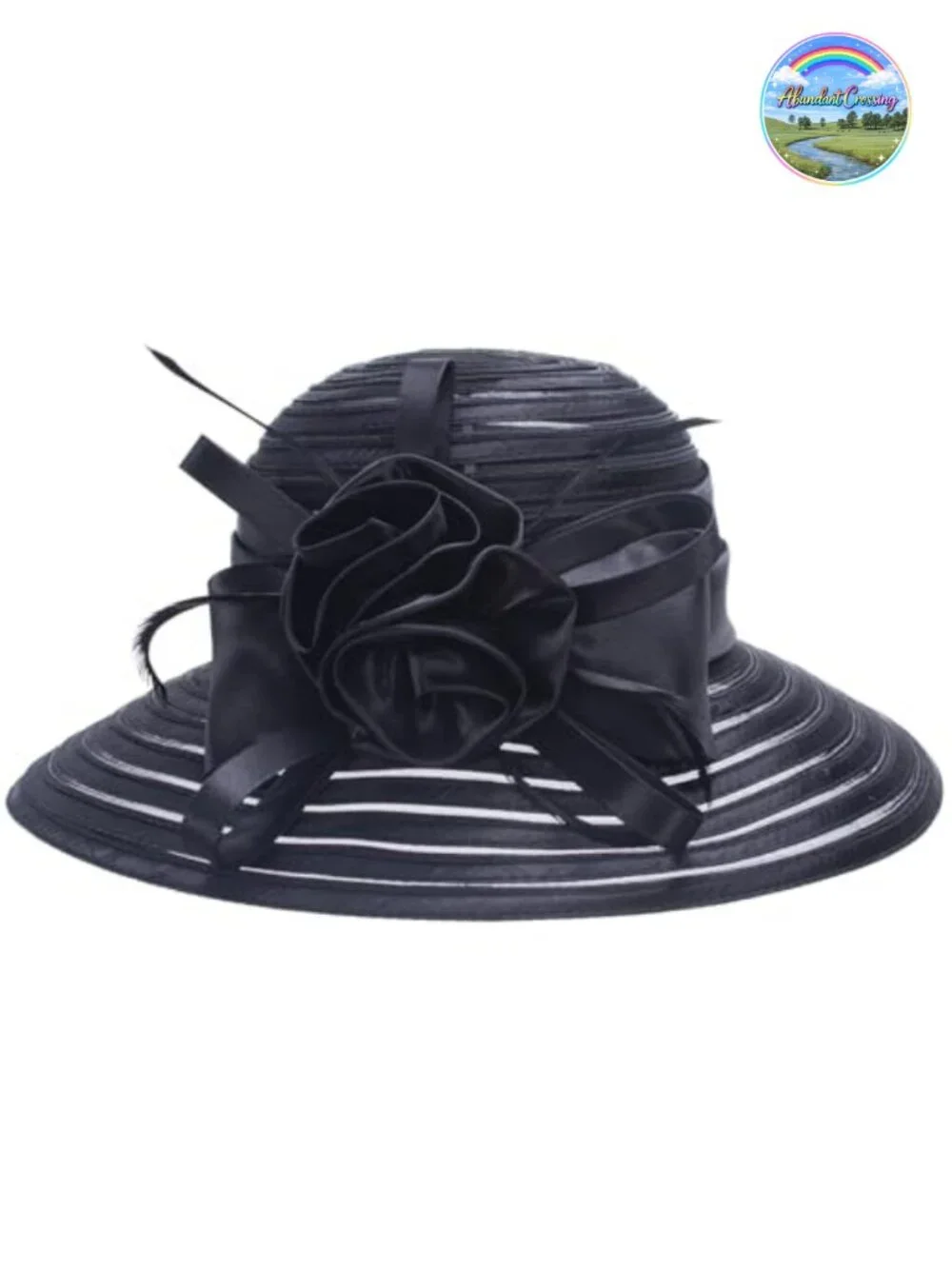 Polyester Satin Ribbon Sun Hat with Floral Pattern, Adjustable, Lightweight